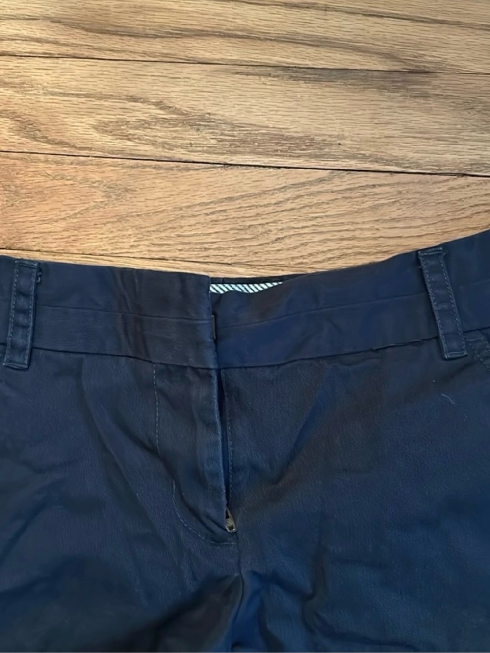 J. Crew Navy and White Striped Chino Waistband Size 0